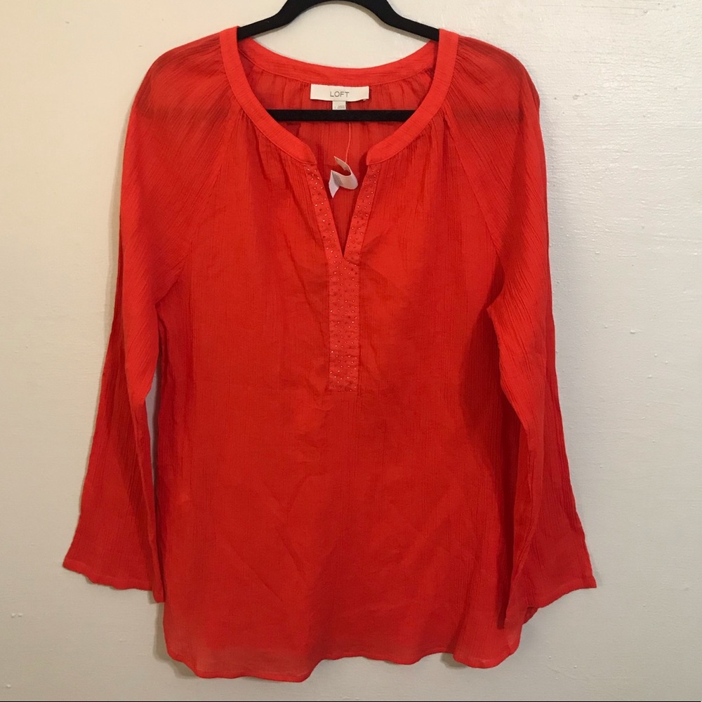 LOFT Light Weight Popover Blouse Size L